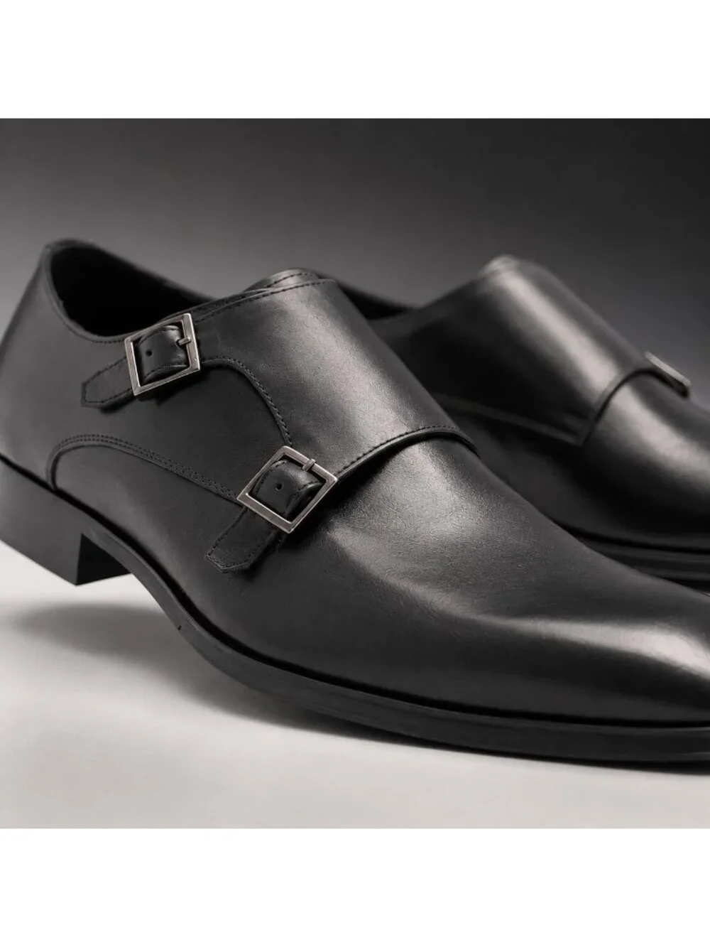 SD1 - Dune London Situation Black Leather Double Monk Strap Shoes Men’s 42/9 NIB